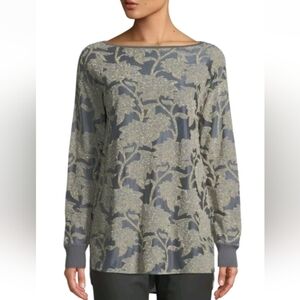 Lafayette 148 New York Tunic Top Phoenix Metallic Mesh Knit Long Sleeve Sz M